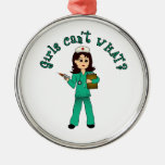 Nurse in Green Scrubs (Light) Christmas Tree Ornaments