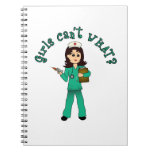 Nurse in Green Scrubs (Light) Spiral Notebooks