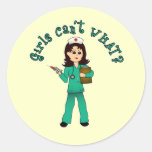 Nurse in Green Scrubs (Light) Stickers