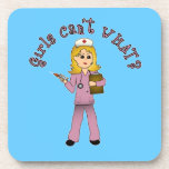 Nurse in Pink Scrubs (Blonde) Beverage Coasters