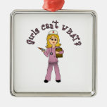 Nurse in Pink Scrubs (Blonde) Christmas Ornaments
