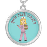 Nurse in Pink Scrubs (Blonde) Custom Necklace