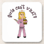 Nurse in Pink Scrubs (Blonde) Drink Coaster