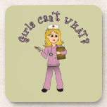 Nurse in Pink Scrubs (Blonde) Drink Coasters