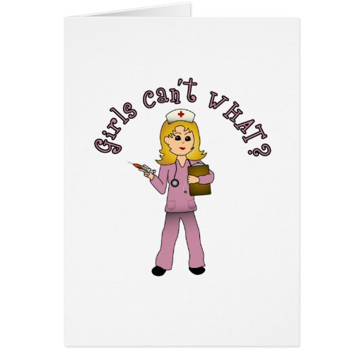 Nurse in Pink Scrubs (Blonde) Greeting Card