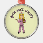Nurse in Pink Scrubs (Blonde) Ornaments