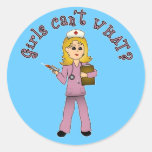 Nurse in Pink Scrubs (Blonde) Stickers
