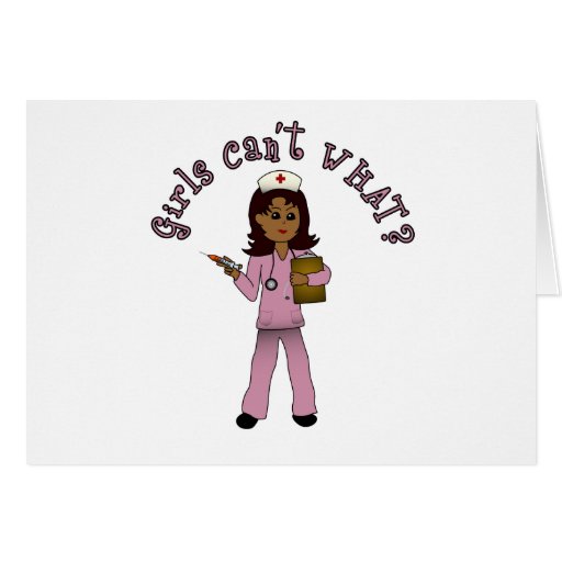 Nurse in Pink Scrubs (Dark) Card