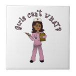Nurse in Pink Scrubs (Dark) Ceramic Tiles