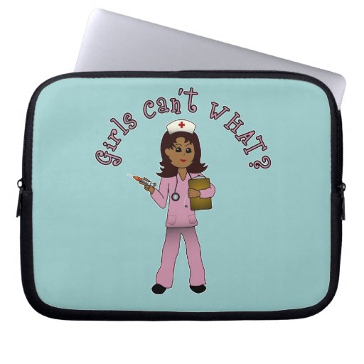 Nurse in Pink Scrubs (Dark) Computer Sleeves
