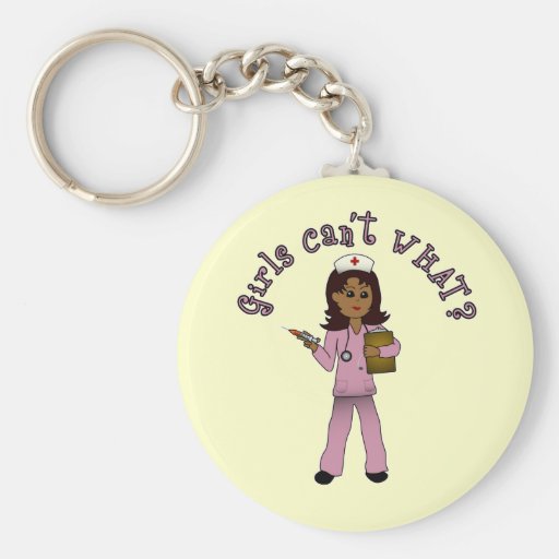 Nurse in Pink Scrubs (Dark) Key Chain