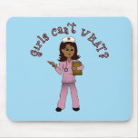 Nurse in Pink Scrubs (Dark) Mousepads