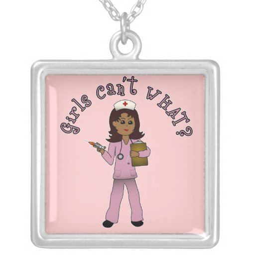 Nurse in Pink Scrubs (Dark) Necklace