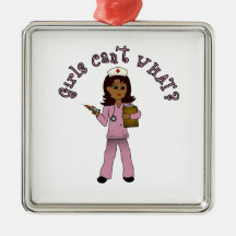 Nurse in Pink Scrubs (Dark) Ornament