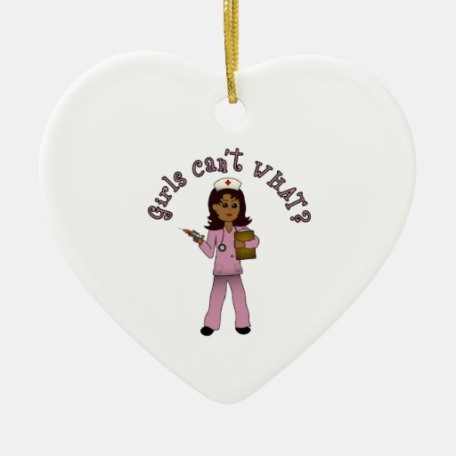 Nurse in Pink Scrubs (Dark) Ornament