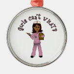 Nurse in Pink Scrubs (Dark) Ornaments