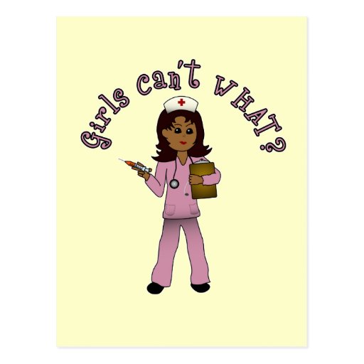 Nurse in Pink Scrubs (Dark) Postcards