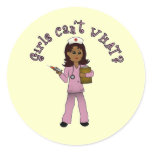 Nurse in Pink Scrubs (Dark) Round Sticker