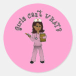 Nurse in Pink Scrubs (Dark) Round Sticker
