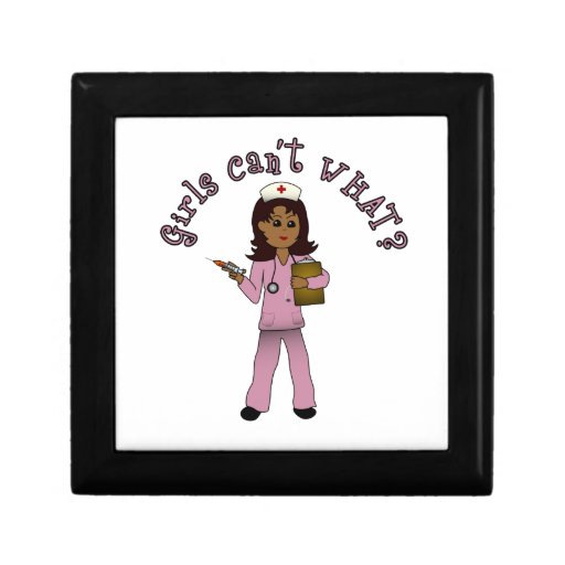 Nurse in Pink Scrubs (Dark) Trinket Box