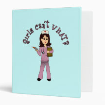 Nurse in Pink Scrubs (Light) 3 Ring Binders
