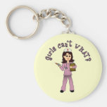 Nurse in Pink Scrubs (Light) Keychain
