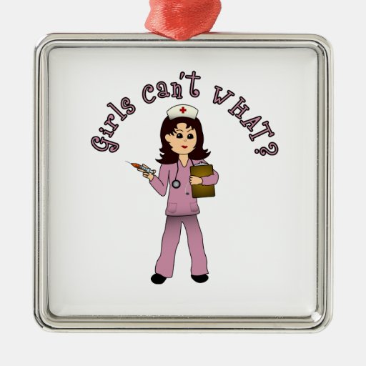 Nurse in Pink Scrubs (Light) Christmas Tree Ornament