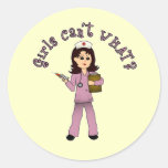 Nurse in Pink Scrubs (Light) Round Sticker