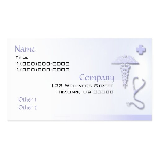 Nurse L.V.N. Custom Lavender Blue Business Card (back side)