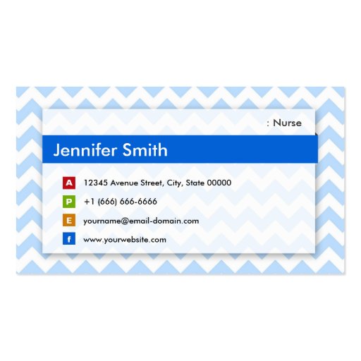 Nurse - Modern Blue Chevron Business Card