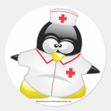 Nurse Penguin Round Sticker