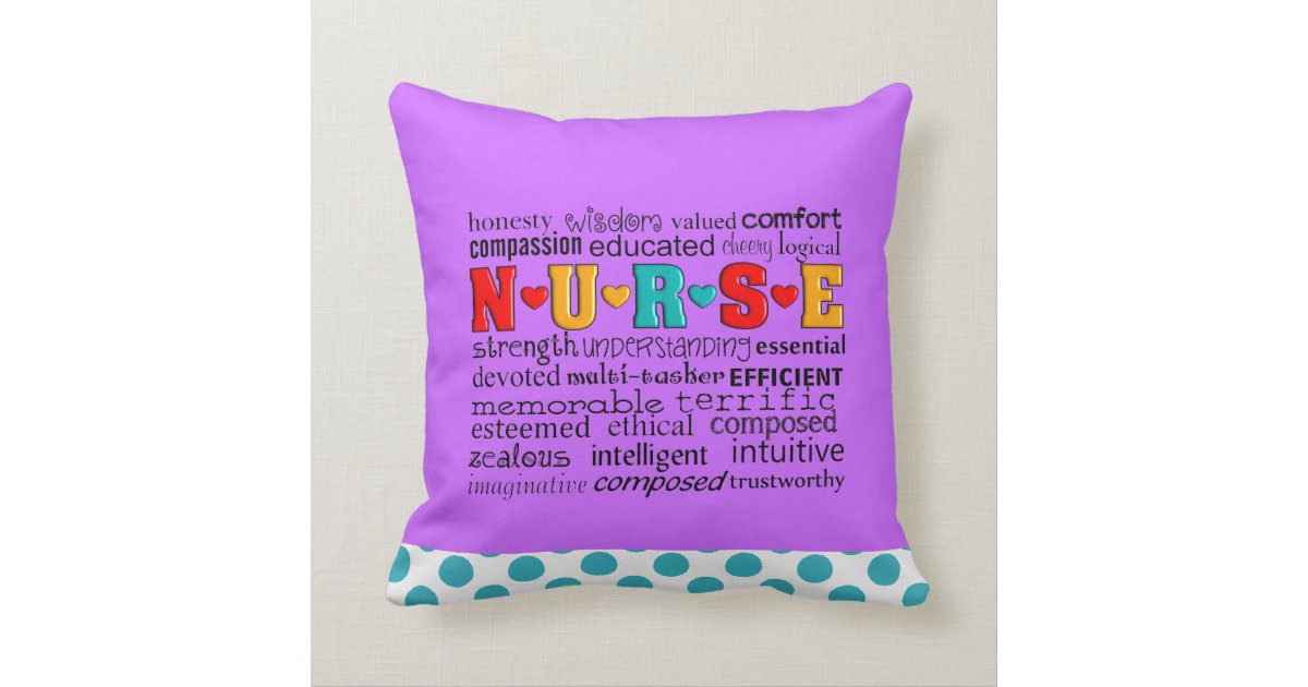 Nurse Positive Describing Words Pillow Purple Zazzle