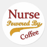 Nurse Powered By Coffee Round Sticker