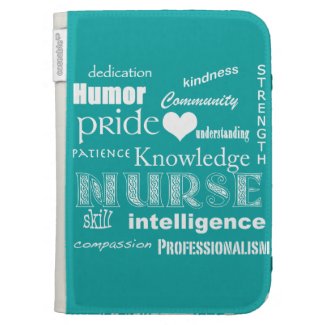 Nurse Pride Attributes+White Heart/Turquoise Kindle Case