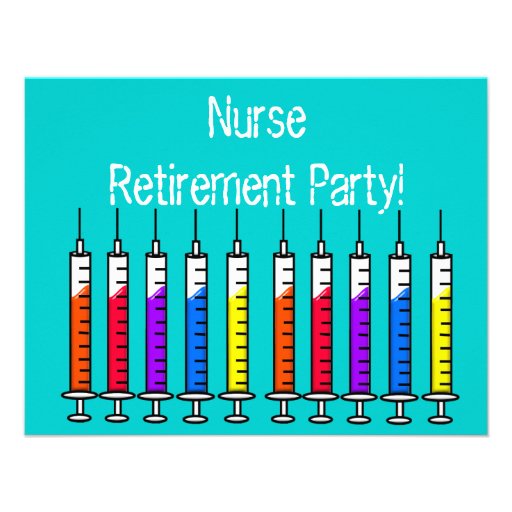 Nurse Retirement Party Invitations Syringes Design (front side)