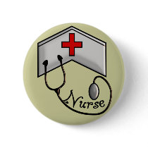 Nurse with EMBOSSED CAP & STETHOSCOPE buttons