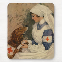 Nurse with Golden Retriever 1917 Mousepads