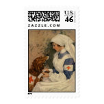 Nurse with Golden Retriever 1917 postage
