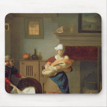 Nursemaid with baby in an interior mouse pads
