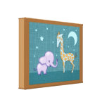 Nursery Decor Elephant and Giraffe Wrapped Canvas Canvas Print
