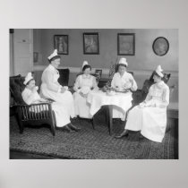Nurses At Tea, early 1900s Print