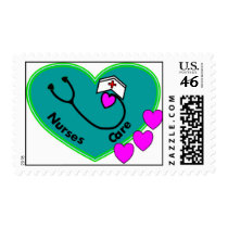 nurses care teal heart Stamp by gailg1957 nurses care teal heart Stamp