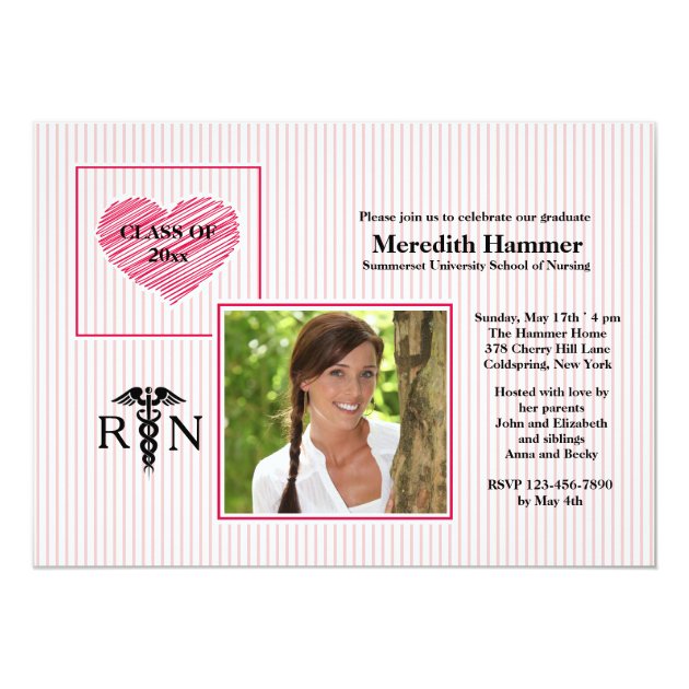 Nurses Have Big Hearts Photo Graduation Invitation (front side)