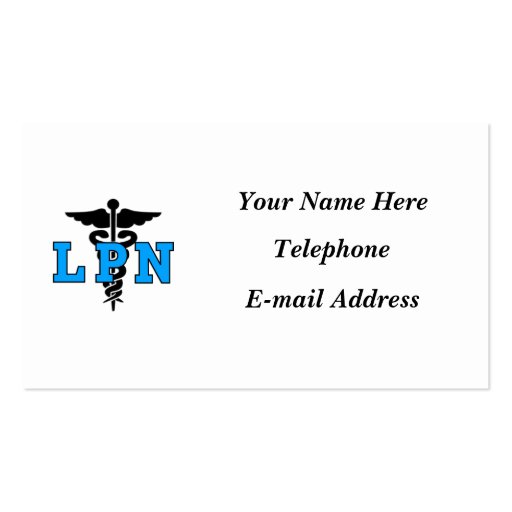 Nurses LPN Medical Symbol Business Card Templates (front side)