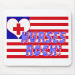 NURSES ROCK FLAG HEART CARE LOGO mousepads