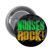 Nurses Rock, Orange and Green Fun Button