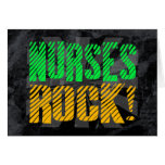 Nurses Rock, Orange and Green Fun Greeting Card