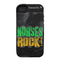 Nurses Rock, Orange and Green Fun iPhone 4 Covers