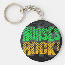 Nurses Rock, Orange and Green Fun Key Chain