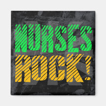 Nurses Rock, Orange and Green Fun Refrigerator Magnets